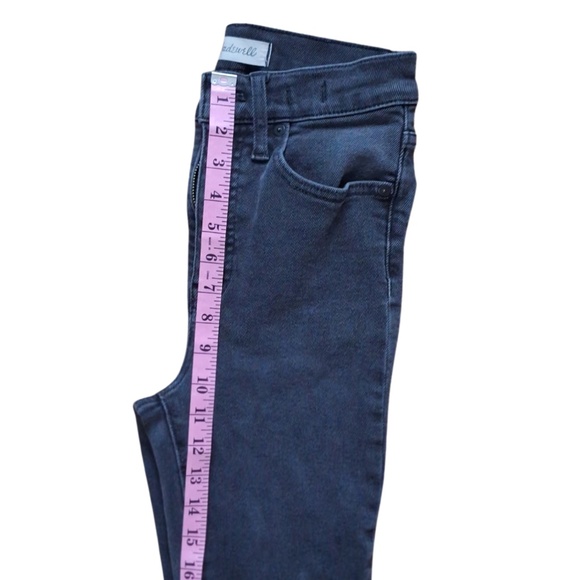 High Rise Madewell Cali Demi-Boot Jeans Black Sz 25 Raw Hem Crop Flare Denim - Picture 6 of 14